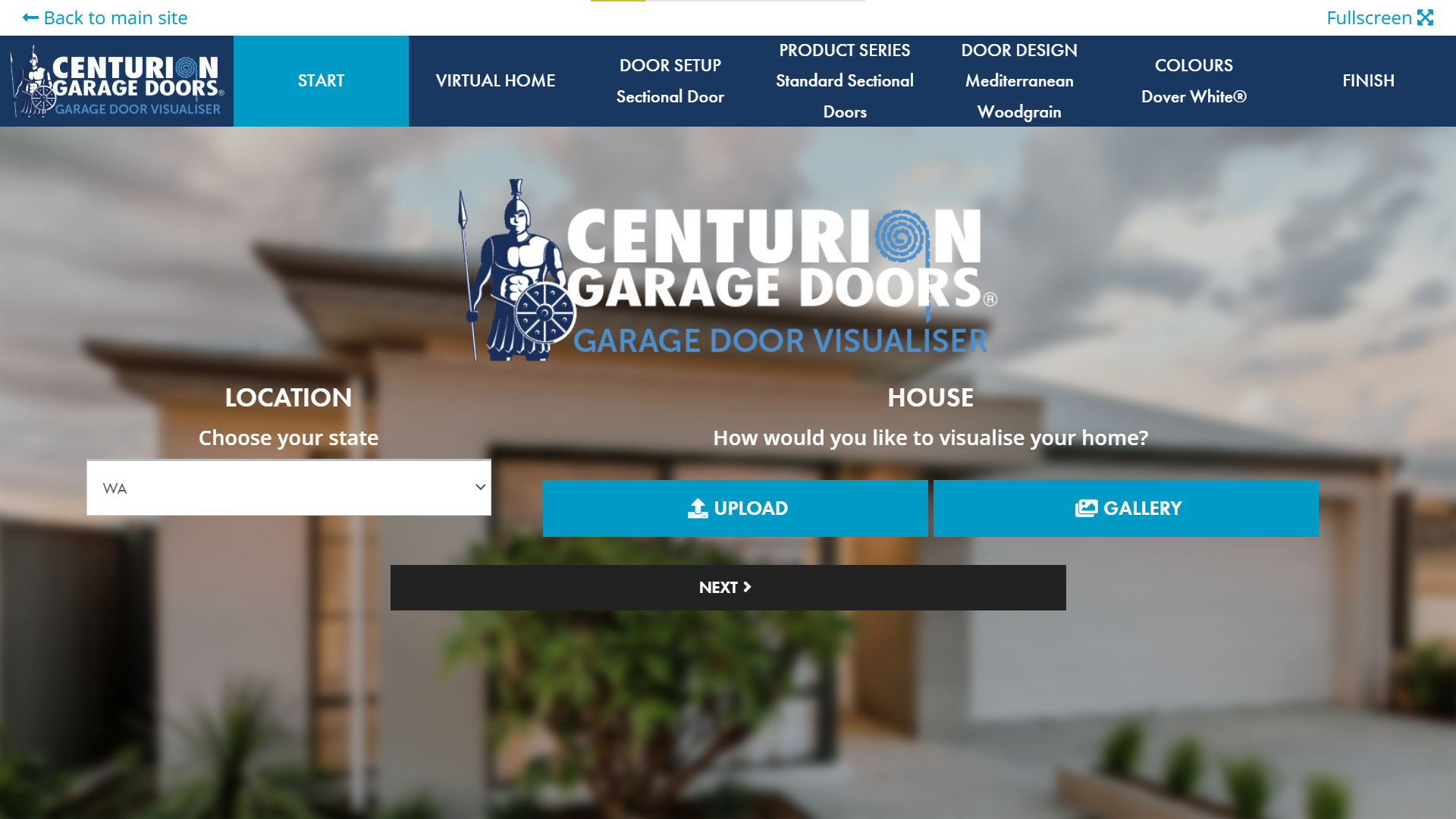 "The splash screen, which allowed choosing a state and an optional example house or photo upload"